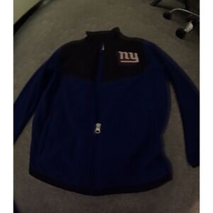 New York Giants NFL Full Zip Fleece Jacket Blue Black Mens Large ny Logo
